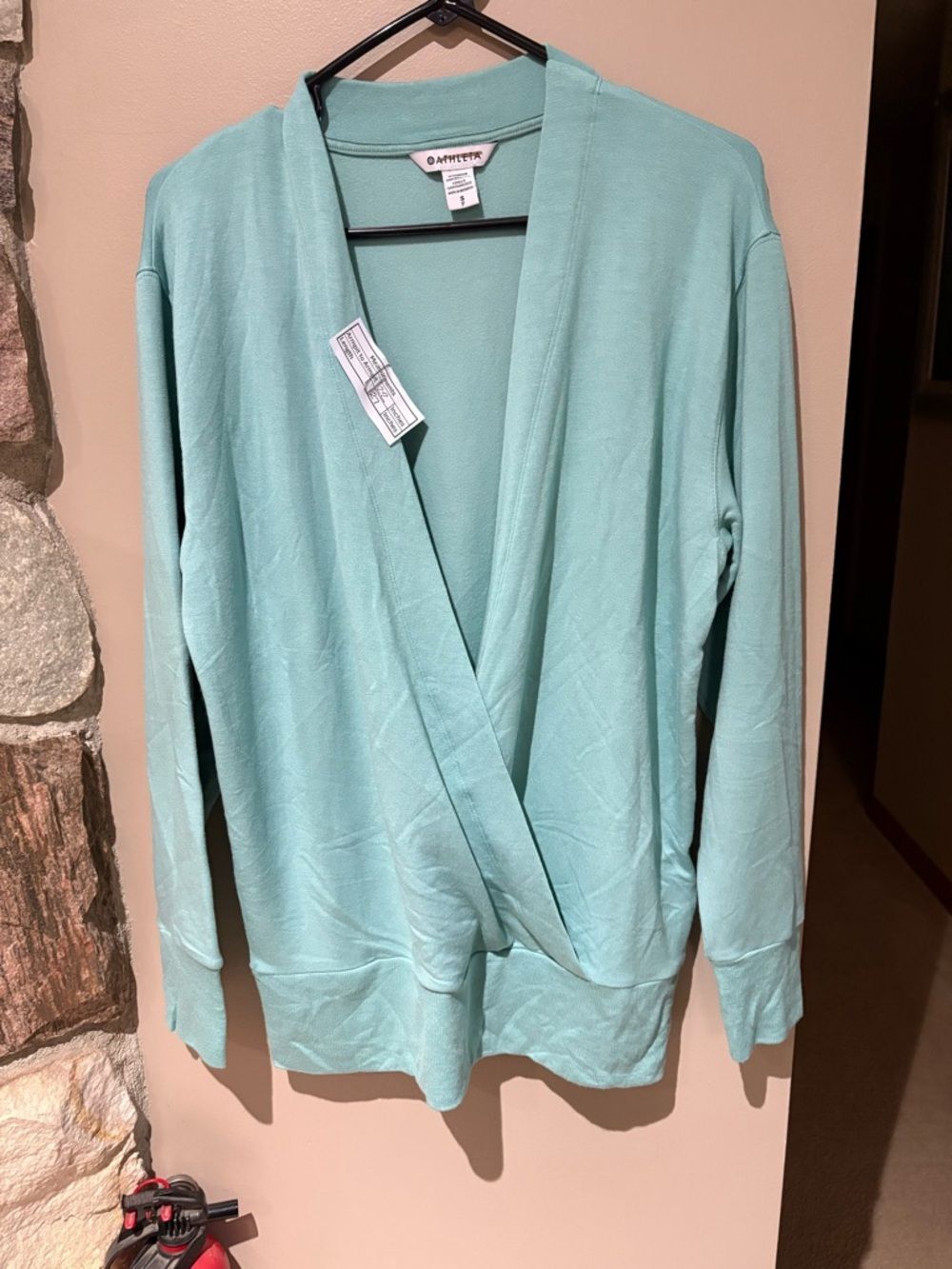 Athleta Purana V-Neck Wrap Sweatshirt Wintergreen ~ Size Small